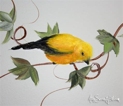 A Painting Of A Yellow Bird Perched On A Branch