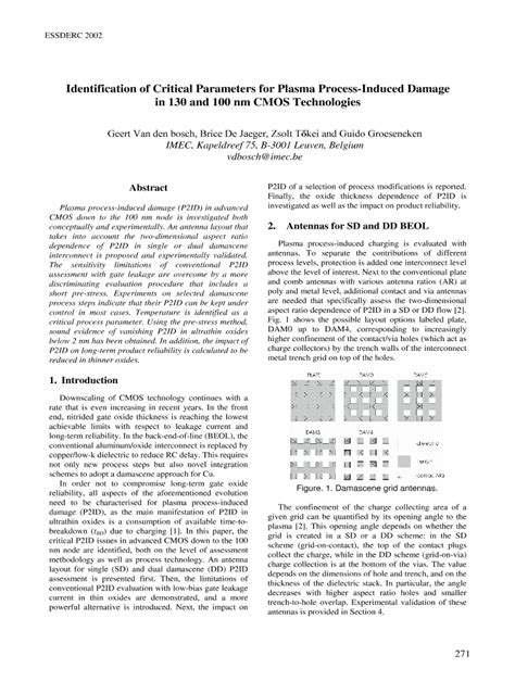 Identification Of Critical Parameters For Plasma Process Induced Damage