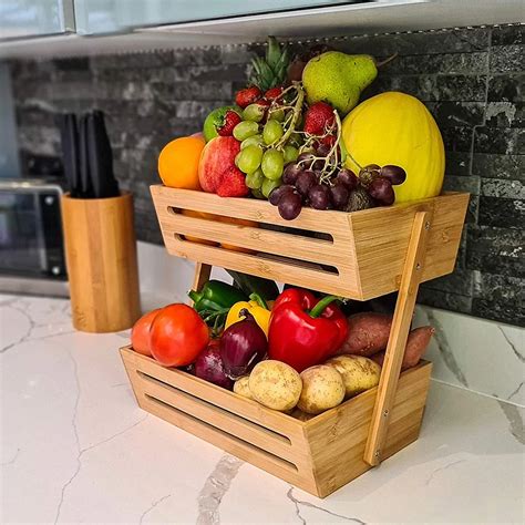 Heavy Duty Bamboo Fruit Basket Tier Vegetable Fruit And Bread Basket