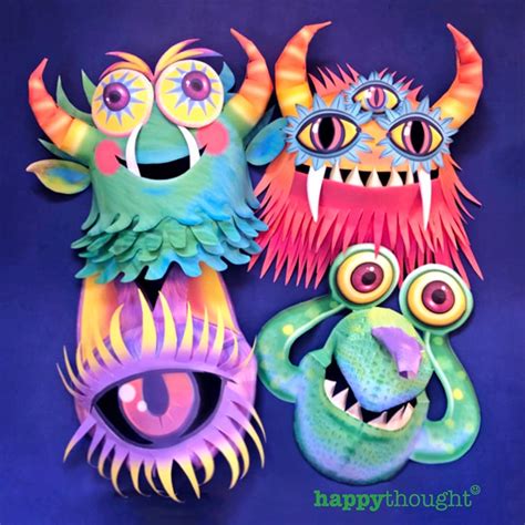 Printable Monster Mask Templates 4 Full Color Monster Mask Designs To