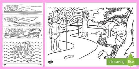 Free Aboriginal Dreaming The Rainbow Serpent Colouring Pages