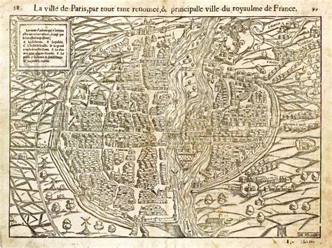 Old antique plan of Paris by Münster S Sanderus Antique Maps