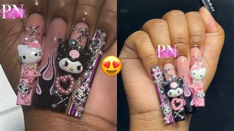 Hello Kittykuromi Nails 💖🖤 Kawaii Charm Nails Acrylic Nail