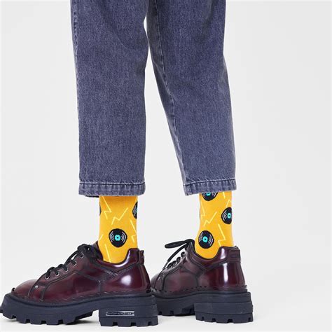 Happy Socks Vinyl Mens Retro 50s Record Socks In Mustard