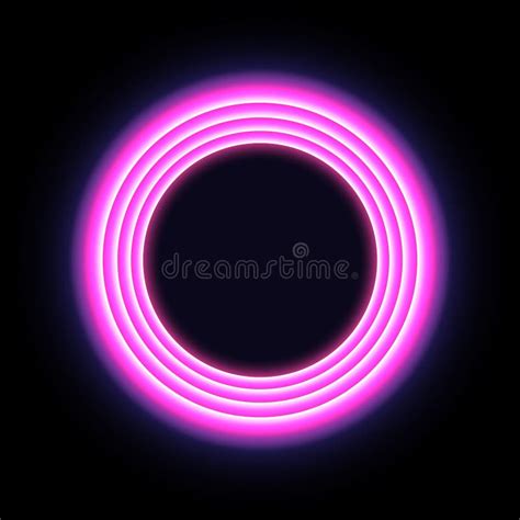 Pink Neon Round Frame Luminous Swirling Bunner Glowing Spiral Light