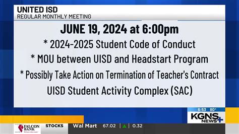 United ISD Board to meet Wednesday at 6