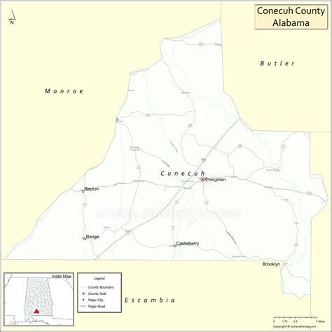 Map Of Conecuh County Alabama Where Is Located Cities Population