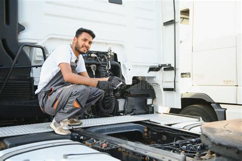 Indian Mechanic Repairing The Truck Stock Photo Image Of Vehicle