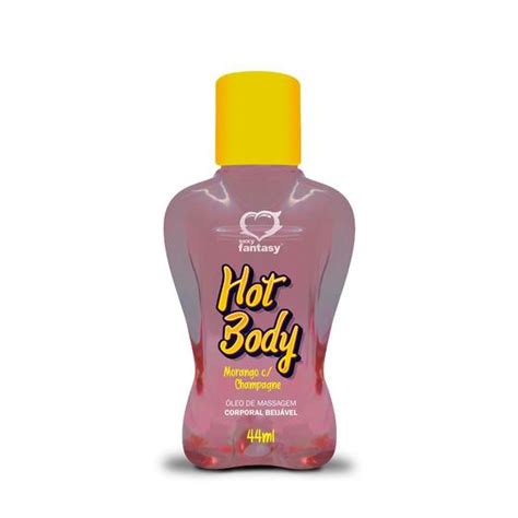 Hot Body Sexy Fantasy Oleo De Massagem Corporal Beijavel Sabor Morango Champagne Gel