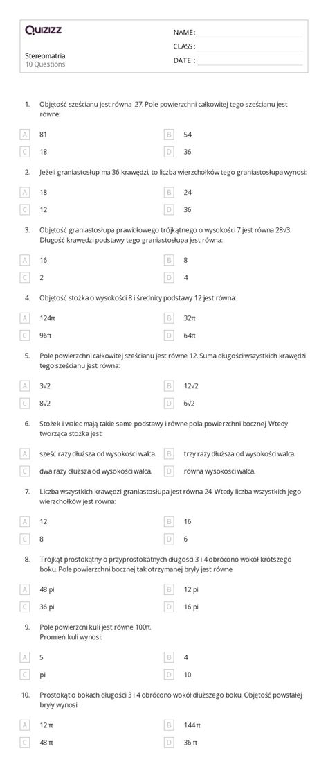 Ponad Mno Enie I Pole Powierzchni Arkuszy Roboczych Dla Klasa W