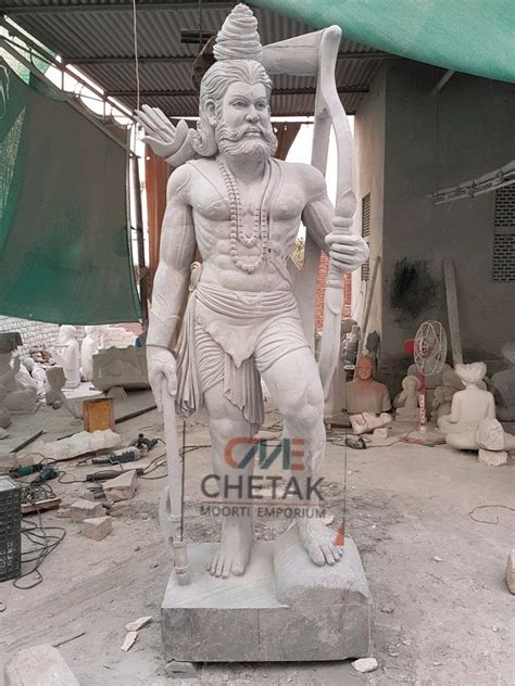 White Traditional Parshuram Marble Statue For Worship Size 5 Feet At