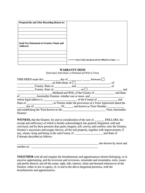 Colorado Warranty Deed Template Complete With Ease AirSlate SignNow