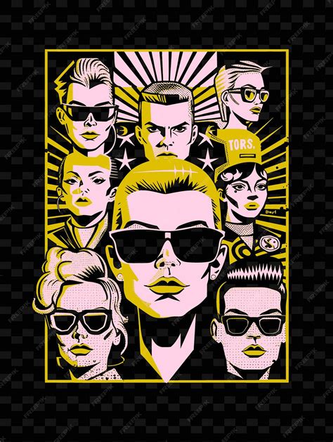 Pop Culture Inspired Poster With Iconic Symbols and Characte Creative