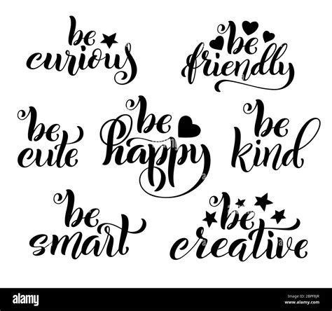 Big set of inspirational quotes. Be creative, happy, friendly, smart ...