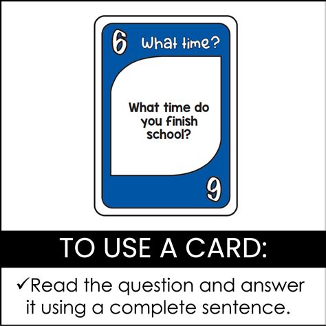 Wh Question Card Game Present Simple How Often What Time How Who