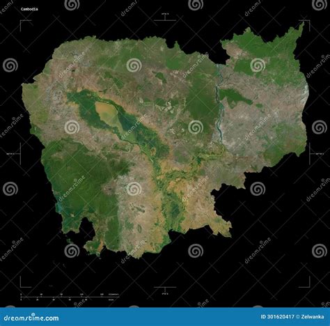 Cambodia Shape On Black High Res Satellite Stock Illustration