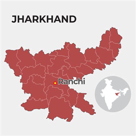 Jharkhand locator map showing District and its capital 36124807 Vector ...