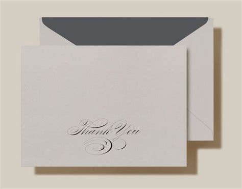 Flourish Thank You Boxed Folded Note Cards Hand Engraved Folded