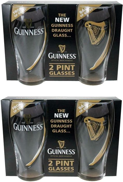 Guinness Official Merchandise Gravity Glass Design 4 Pack Pint