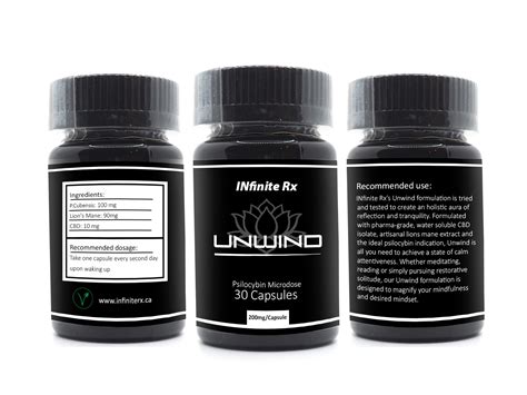 Infinite Rx Unwind Microdosing Mushroom Cbd Capsules 3d Bottle