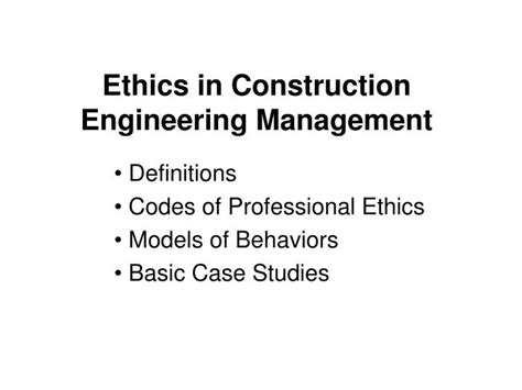 PPT Ethics In Construction Engineering Management PowerPoint