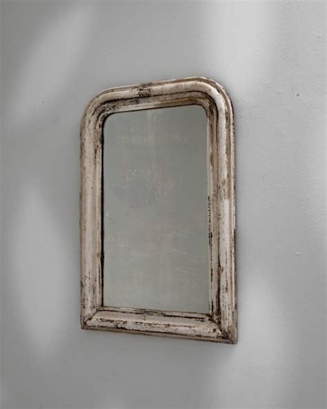 Wood White Patinated Mirror Schwung