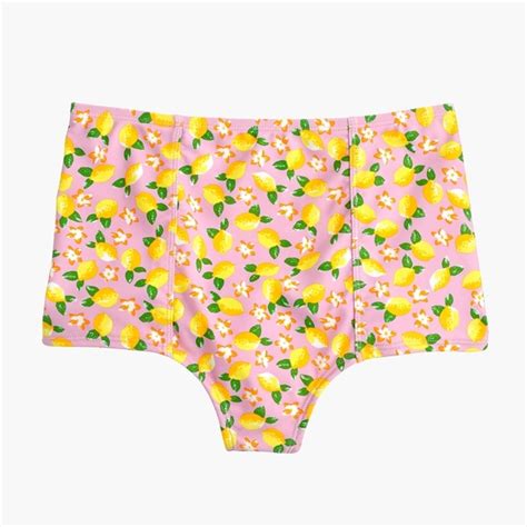 J Crew Swim Jcrew Highwaist Pink Bikini Bottom Lemon Print Poshmark