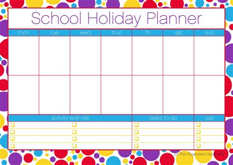 FREE School Holiday Planner for Kids Activities and Rest Days