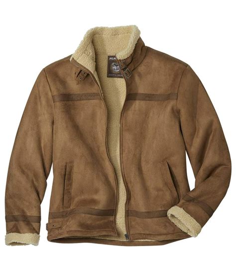 Men's Faux-Suede Sherpa-Lined Jacket - Camel | Atlas For Men