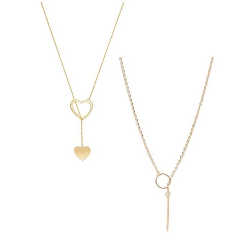 Fabula Set Of Gold Tone Delicate Lariat Chain Heart Necklace Buy