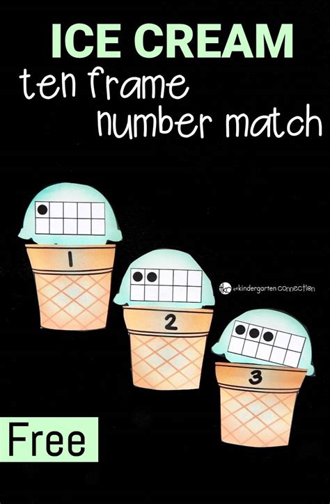 Ice Cream Ten Frame Number Match The Kindergarten Connection