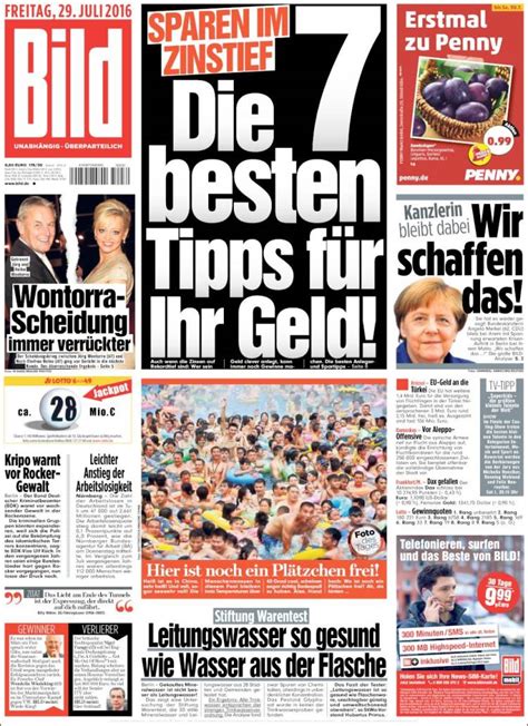 Newspaper Bild Germany Newspapers In Germany Friday S Edition July