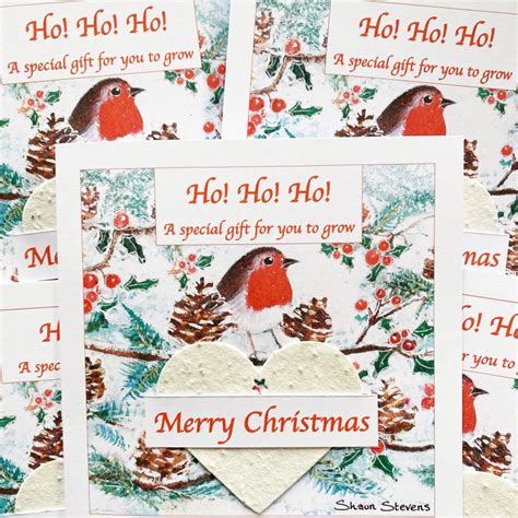 Ho Ho Ho Robin Plantable Christmas Greeting Card Shaun Stevens Art