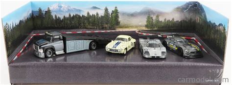 MATTEL HOT WHEELS GMH39 956H Scale 1 64 MERCEDES BENZ SET 4X TRUCK CAR TRANSPORTER CARRO