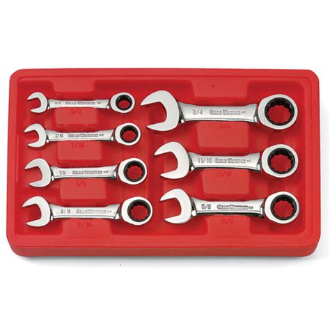 gearwrench  pc  tooth  point stubby ratcheting combination