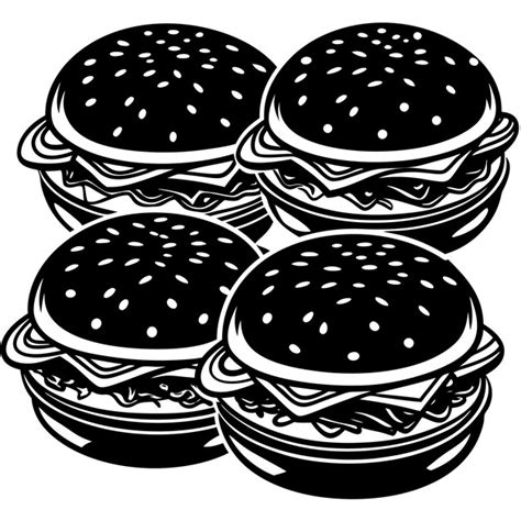 Burger Set Silhouette Vector Premium Ai Generated Vector