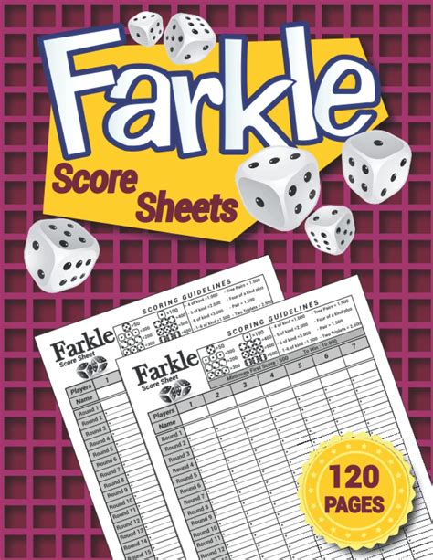 Farkle Score Sheets Large Cards For Scorekeeping Score Pads With