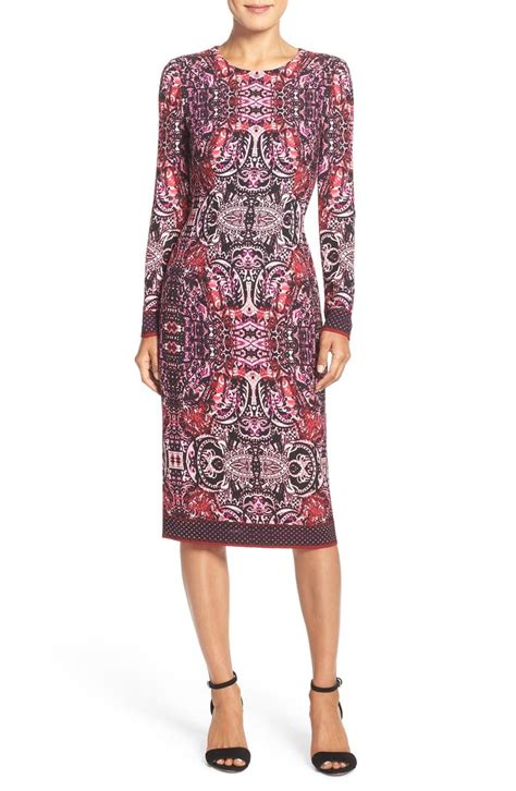 Maggy London Tie Dye Print Crepe Midi Sheath Dress Nordstrom