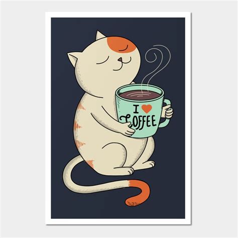 Cat and Coffee Wall Art Print