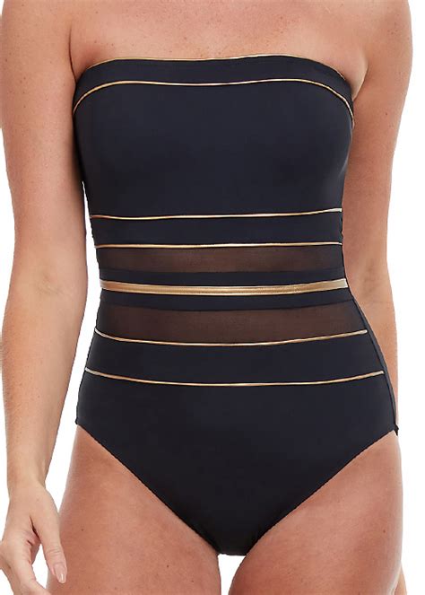 Gottex Essentials Onyx Striped Bandeau Swimsuit