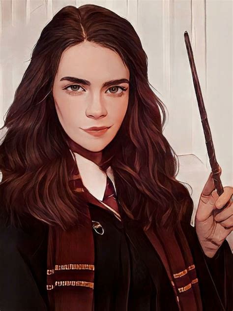 A Painting Of A Woman Holding A Wand And Wearing A Harry Potter Outfit