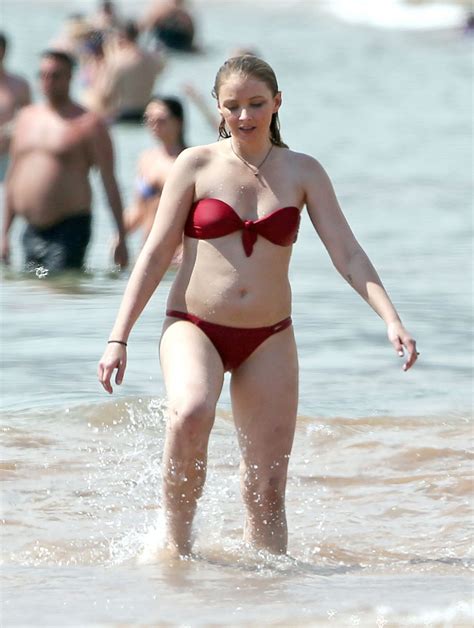 Elisabeth Harnois In Red Bikini At The Beach May