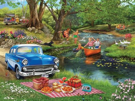 Bronwyn Newest Picnic At The River Bigelow Larger Piece Jigsaw