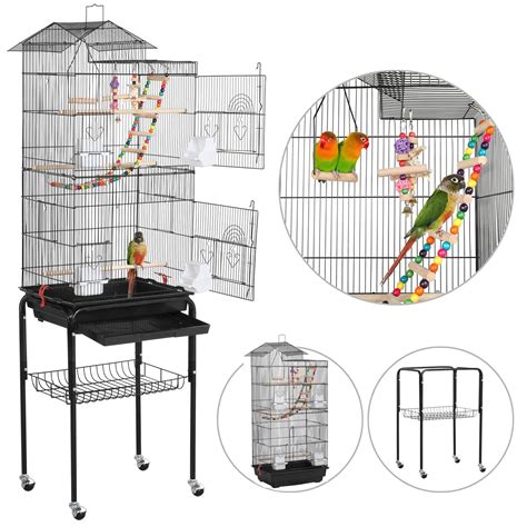 Yaheetech Roof Top Large Flight Parakeet Parrot Bird Cage With Rolling