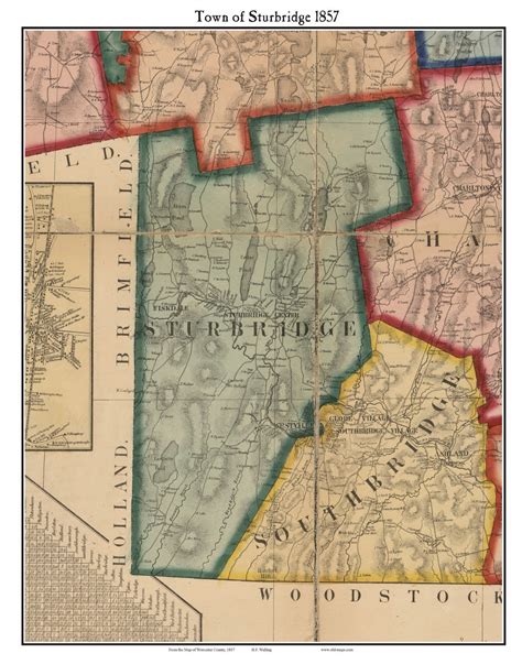 Sturbridge Massachusetts 1857 Old Town Map Custom Print Worcester Co Old Maps