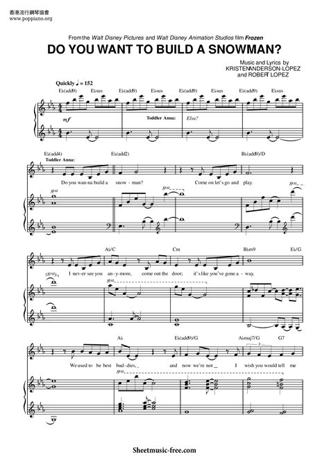 Do You Wanna Build A Snowman Piano Sheet Music Printable