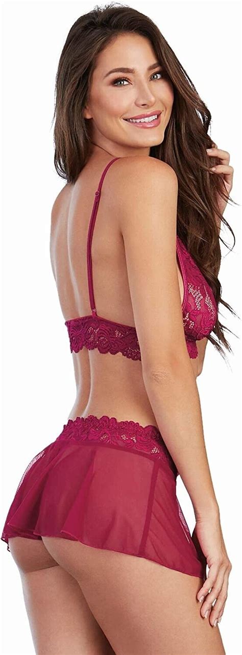 Beautiful Galloon Lace Bralette Mesh Skirt Set Snazzyway