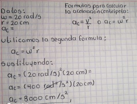 Una Rueda Gira Con Una Velocidad Angular De Rad S Si El Radio De La