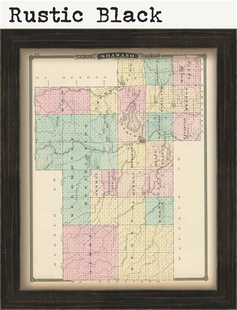 SHAWANO COUNTY, Wisconsin 1878 Map, Replica or Genuine Original