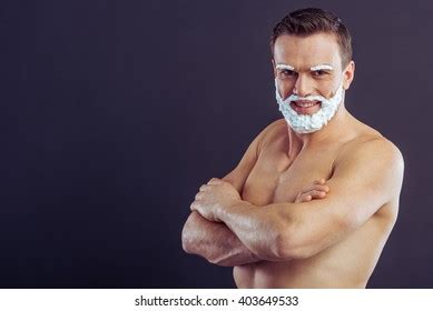 Handsome Naked Man Shaving Foam On Stock Photo Shutterstock